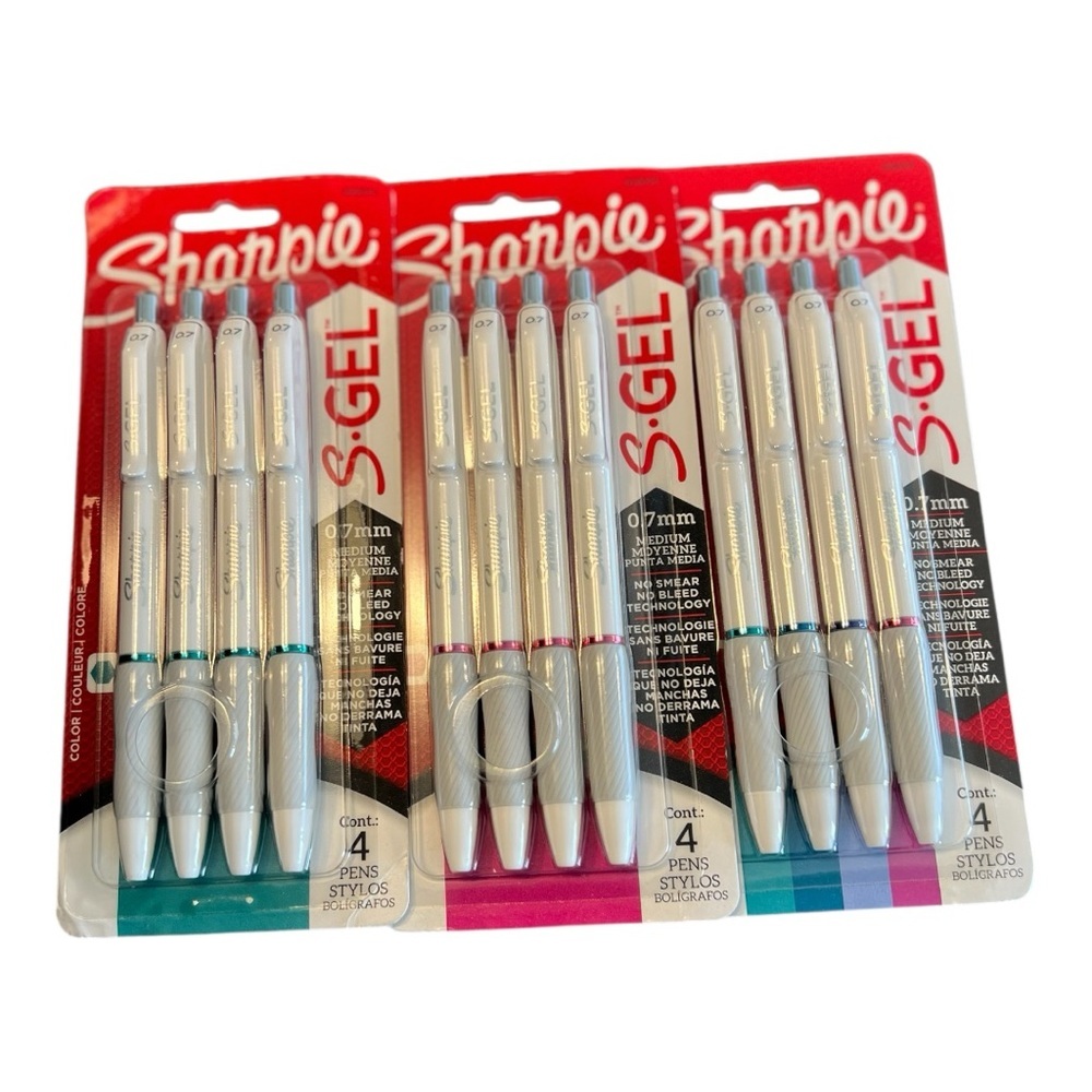 3 packs Sharpie S- Gel Pens, Medium Point 0.7mm
(4 count) Mixed Colors